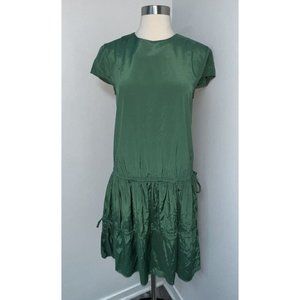 The Station Womens Green Short Sleeve Tiered Midi Dress Size M